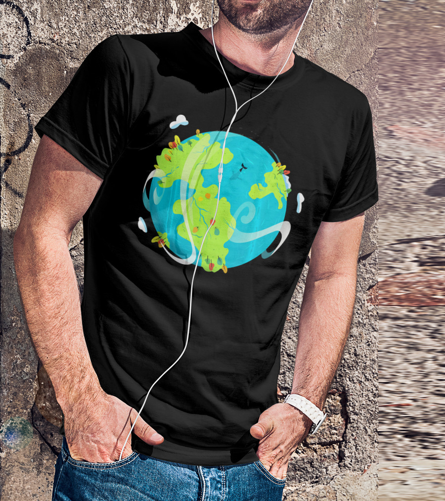 Earth Day Mother Planet Tree Dolphin Scenic Globe T-Shirt
