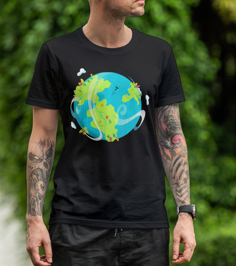 Earth Day Mother Planet Tree Dolphin Scenic Globe T-Shirt