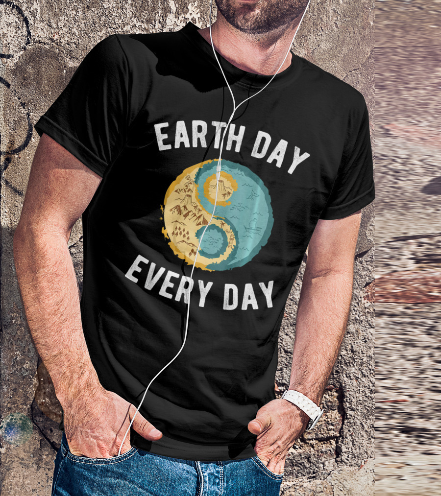 Earth Day Every Day Yin Yang Yog Nature Elements T-Shirt