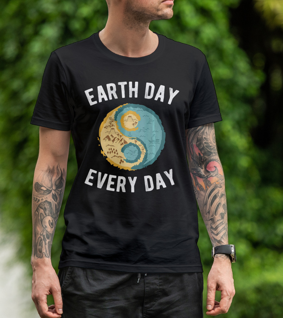 Earth Day Every Day Yin Yang Yog Nature Elements T-Shirt