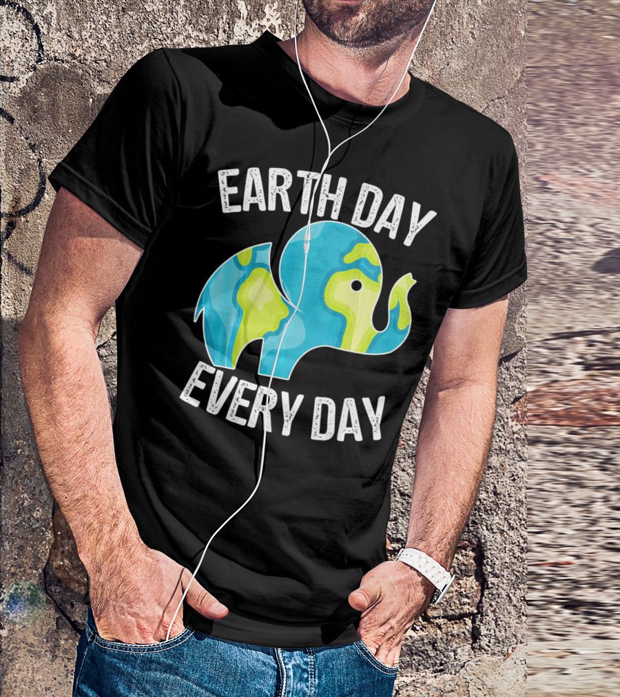 Earth Day Every Day Elephant Vintage Earth T-Shirt