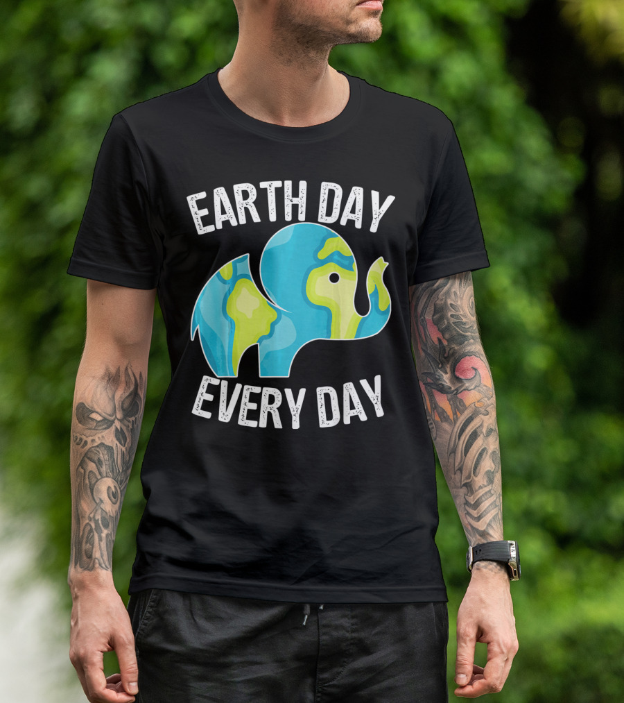 Earth Day Every Day Elephant Vintage Earth T-Shirt