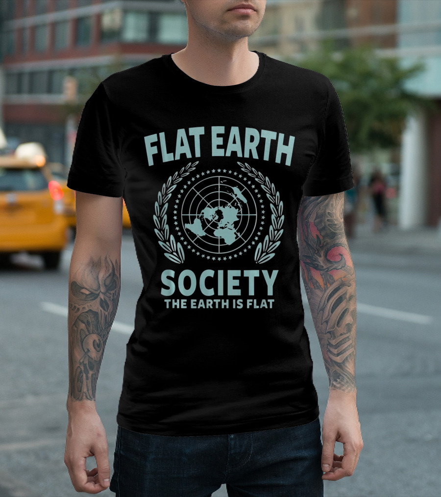 Flat Earth Society The Earth Is Flat Map T-Shirt