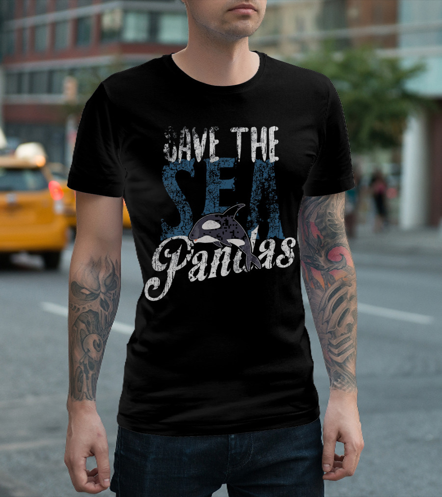Save The Sea Pandas Orca Conservation Message T-Shirt