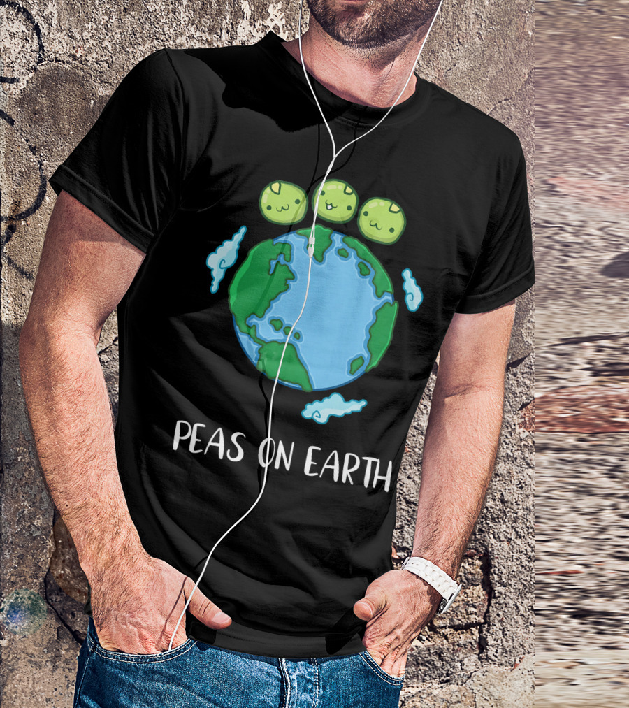 Peas On Earth Funny Peace Globe Cartoon T-Shirt