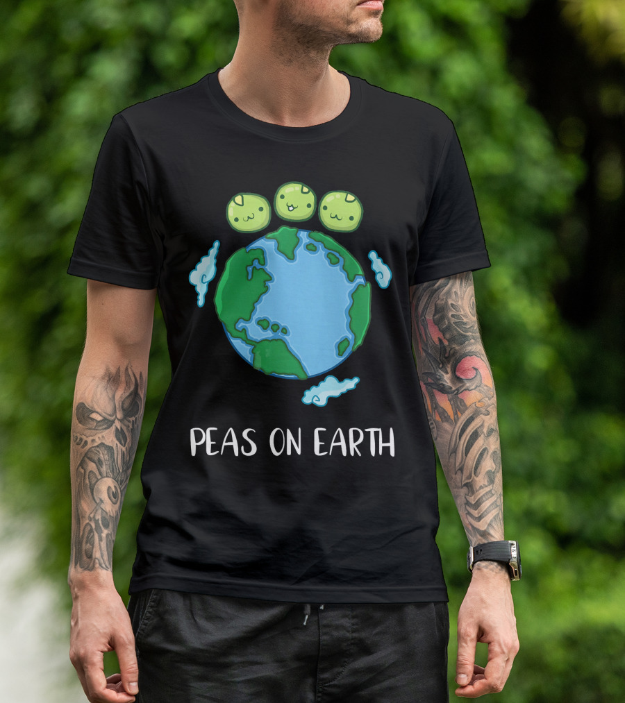 Peas On Earth Funny Peace Globe Cartoon T-Shirt
