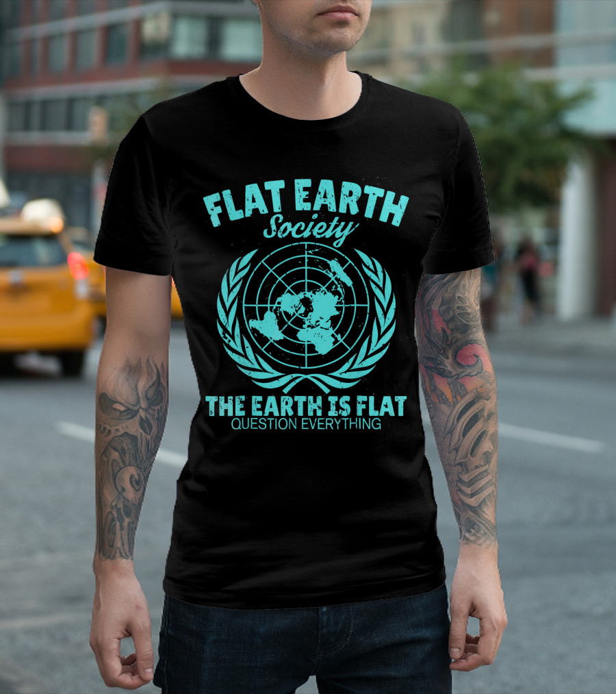 Flat Earth Society Baby Blue Retro Vintage Earth Is Flat Question Everything T-Shirt