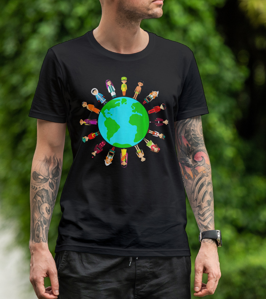 Happy Earth Day Global Unity With Diverse People Around The World T-Shirt