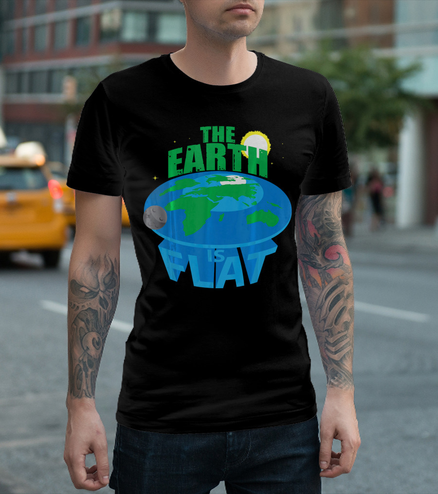 The Earth Is Flat Moon Sun Stars T-Shirt
