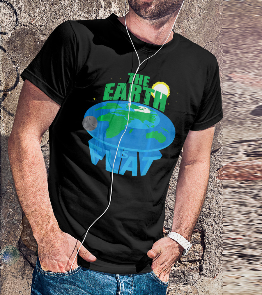 The Earth Is Flat Moon Sun Stars T-Shirt