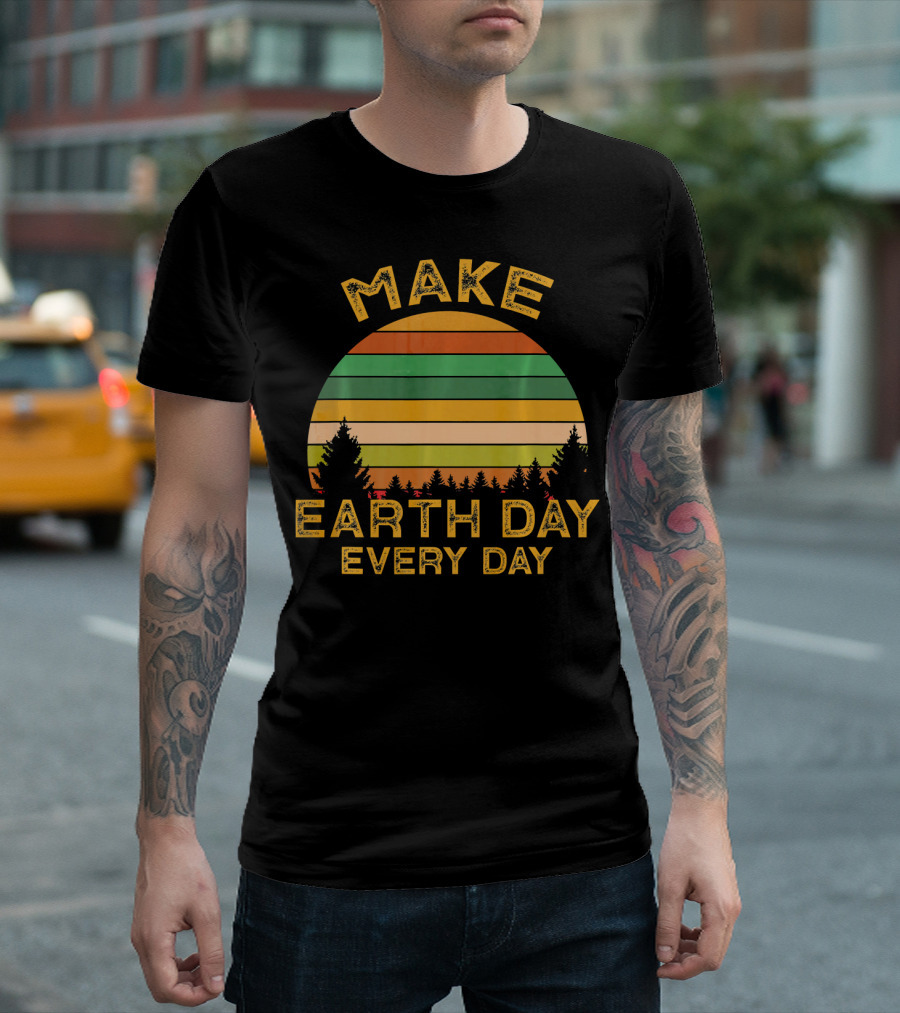 Make Earth Day Every Day Sunset Forest T-Shirt