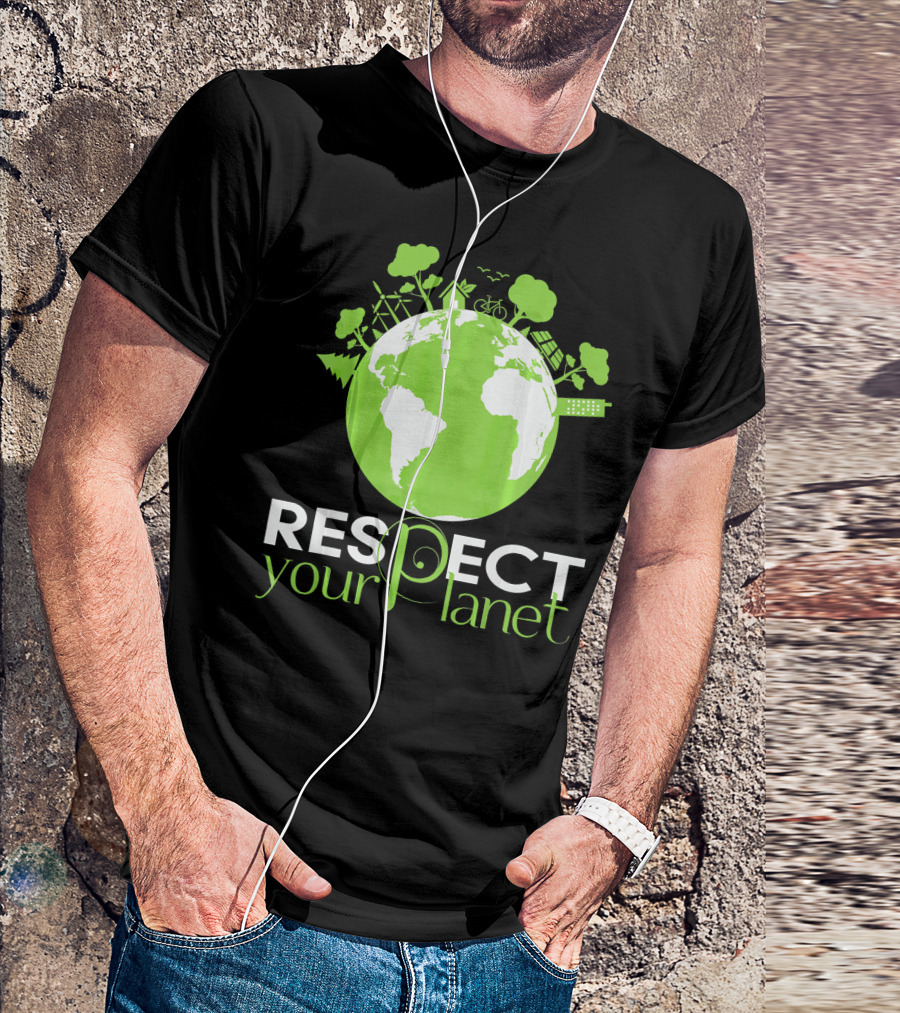 Respect Your Planet Earth Day Green Eco Symbols T-Shirt