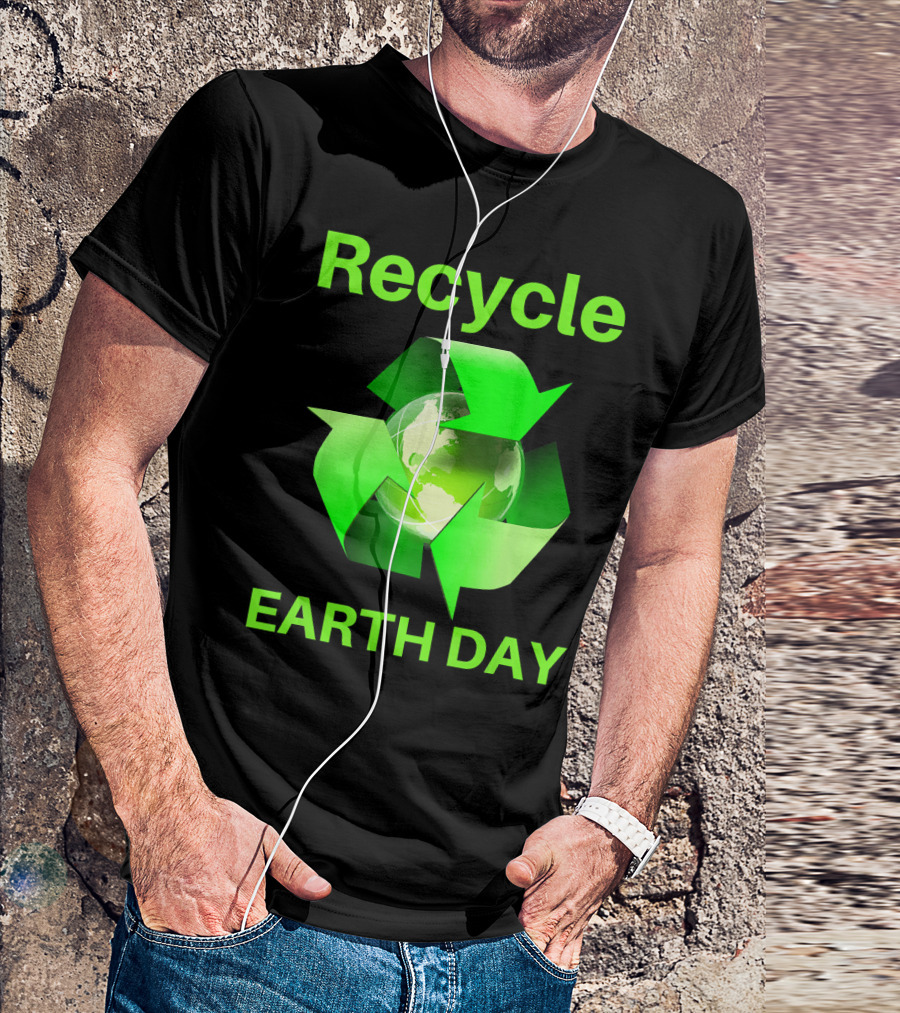 Recycle Earth Day Green Arrows Globe T-Shirt