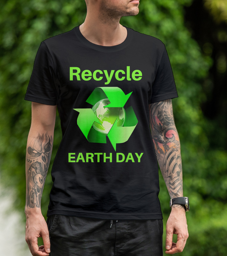 Recycle Earth Day Green Arrows Globe T-Shirt
