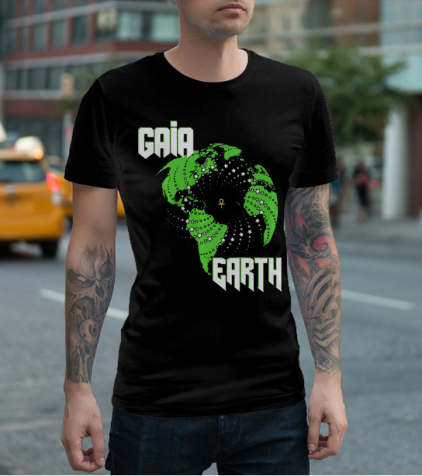 Gaia Earth Ankh Starry Globe T-Shirt