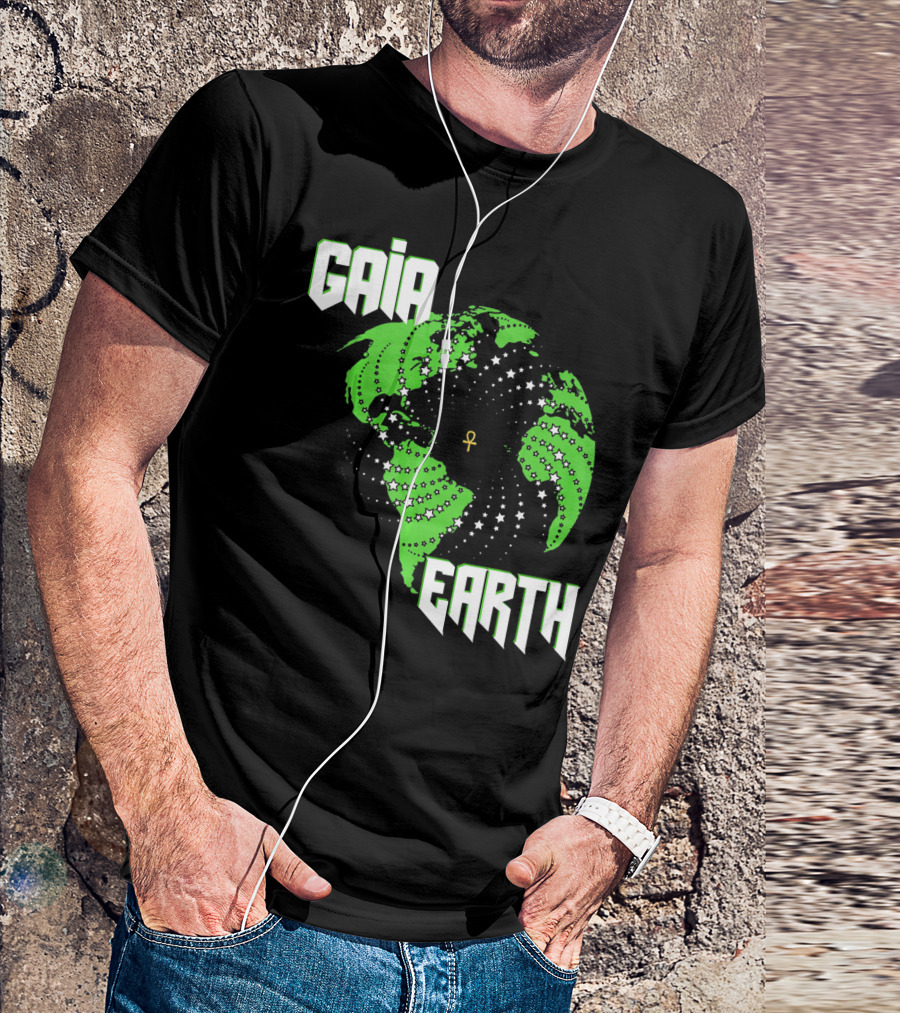 Gaia Earth Ankh Starry Globe T-Shirt