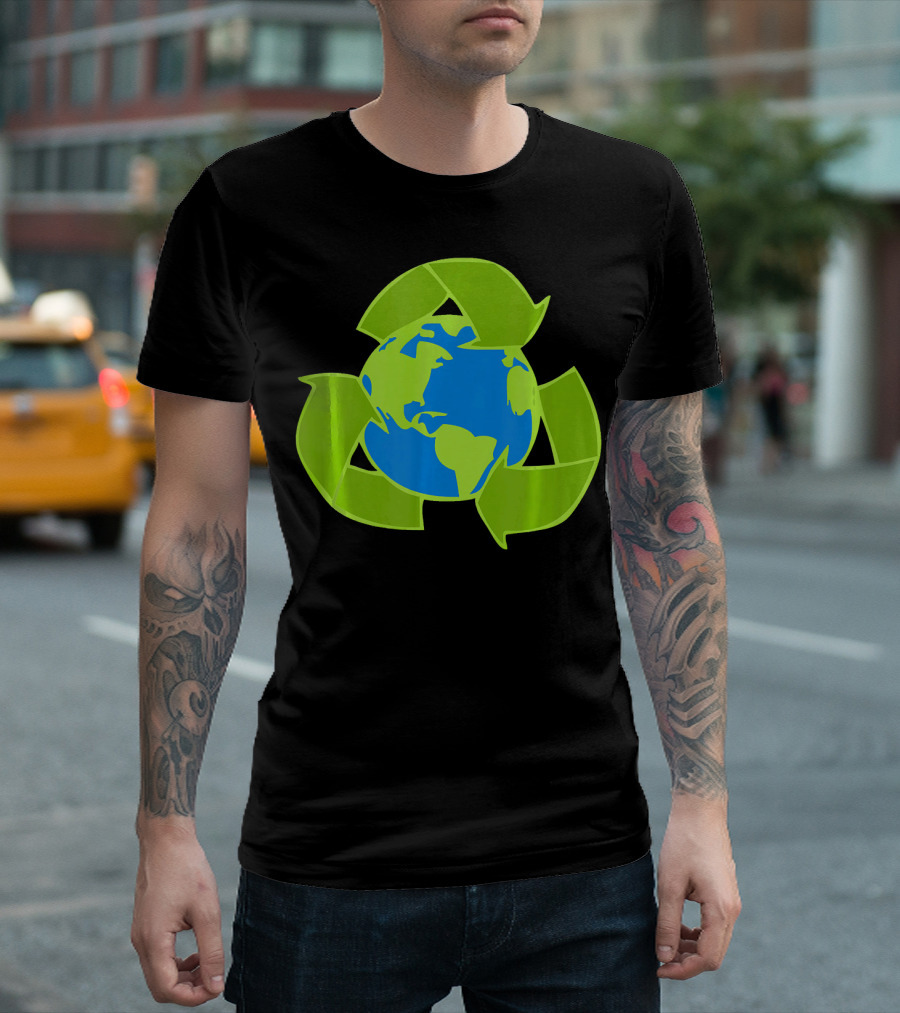 Planet Earth Recycle Symbol Env Eco-Friendly T-Shirt