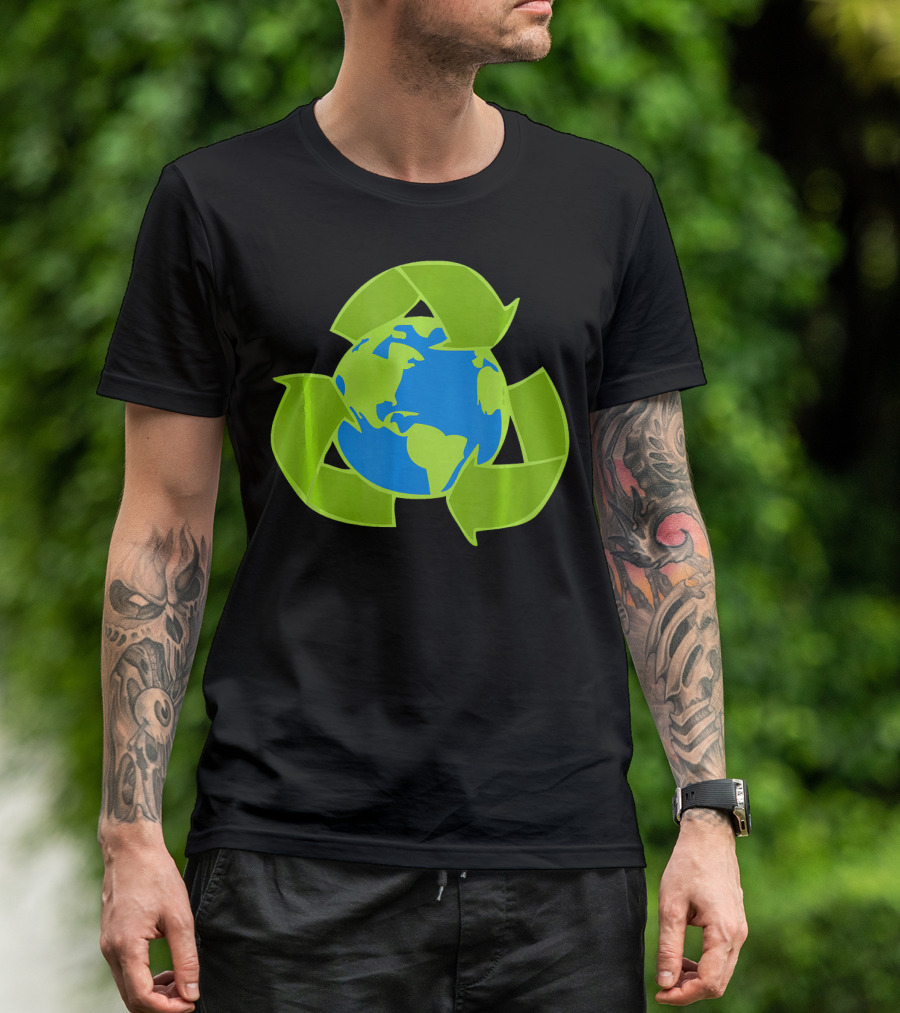 Planet Earth Recycle Symbol Env Eco-Friendly T-Shirt