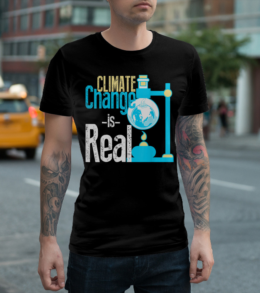 Climate Change Is Real Earth On Fire Scientific T-Shirt