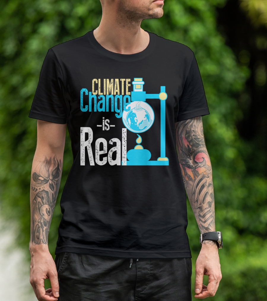 Climate Change Is Real Earth On Fire Scientific T-Shirt