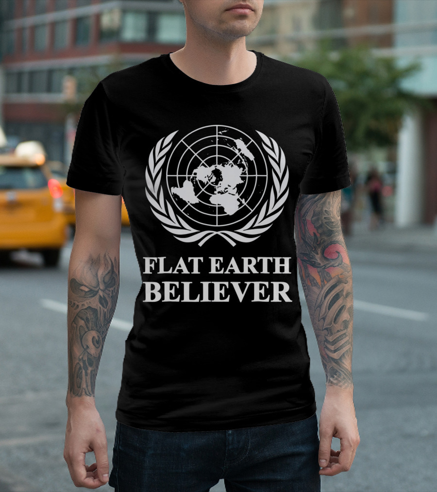 Flat Earth Believer Globe Emblem T-Shirt