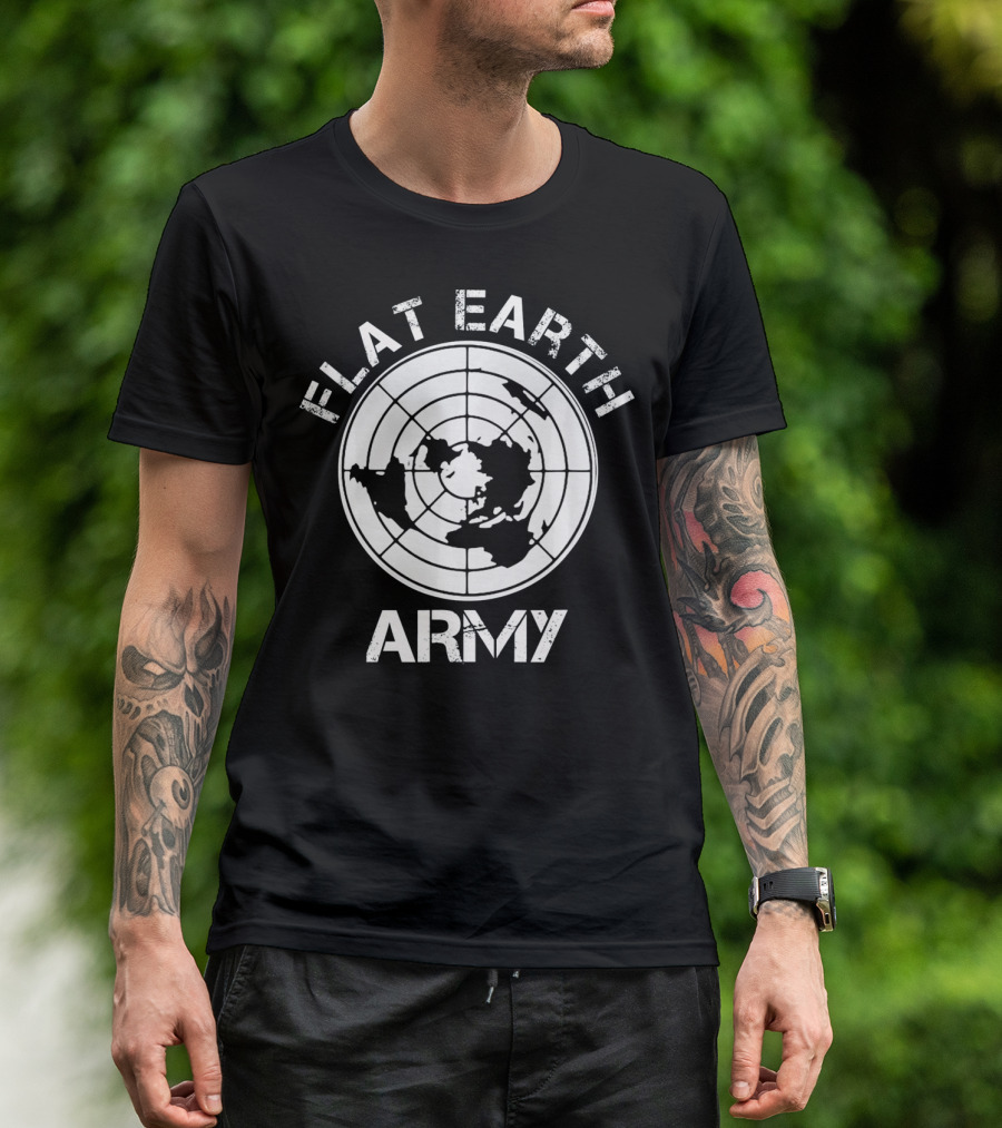 Flat Earth Army Map Emblem T-Shirt