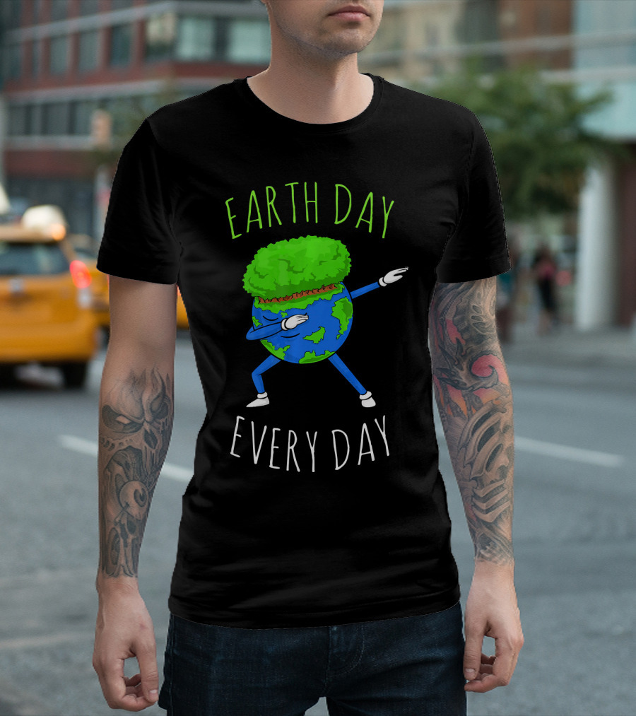 Earth Day Every Day Dancing Globe with Green Hair T-Shirt