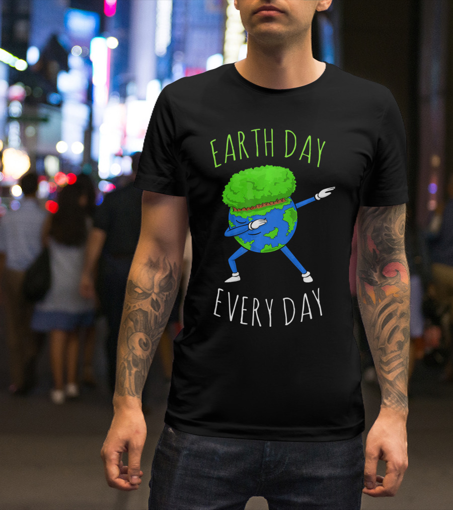Earth Day Every Day Dancing Globe With Green Hair T-Shirt
