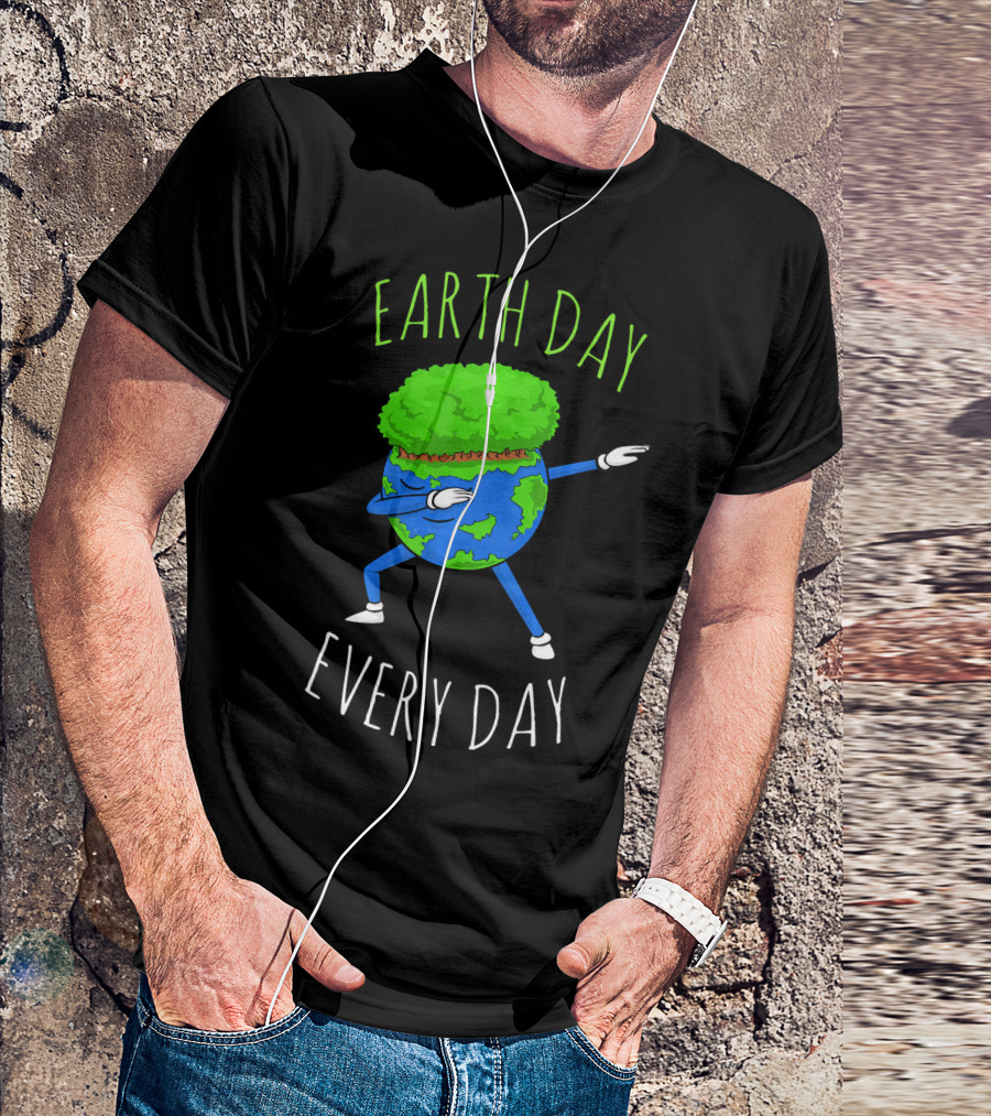 Earth Day Every Day Dancing Globe With Green Hair T-Shirt