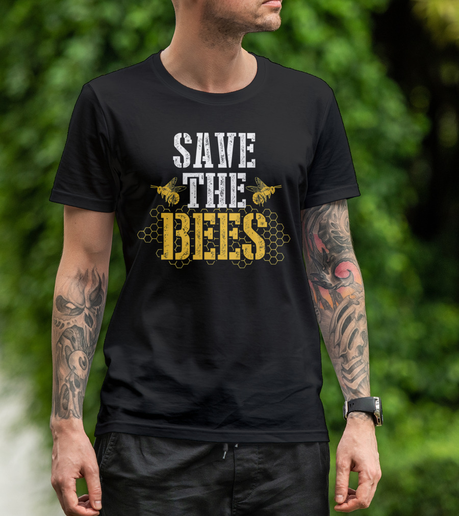 Save The Bees Honeycomb Earth Day Environmental Awareness T-Shirt