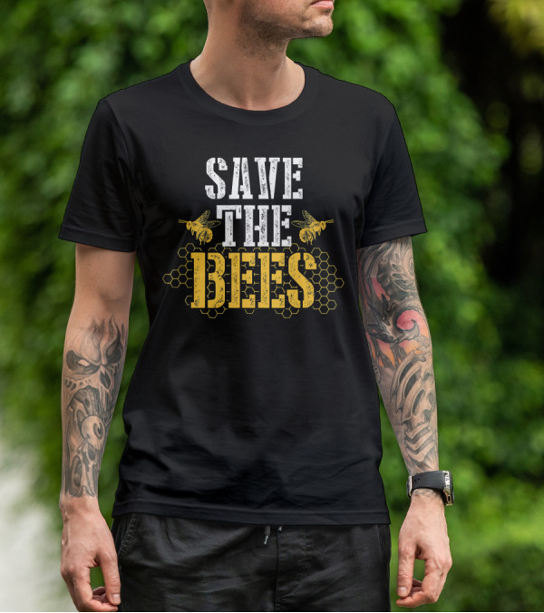 Save The Bees Honeycomb Earth Day Environmental Awareness T-Shirt