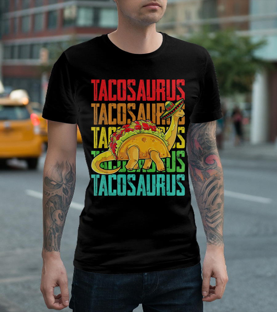 Tacosaurus Sombrero Dinosaur Taco Mexican Fiesta T-Shirt