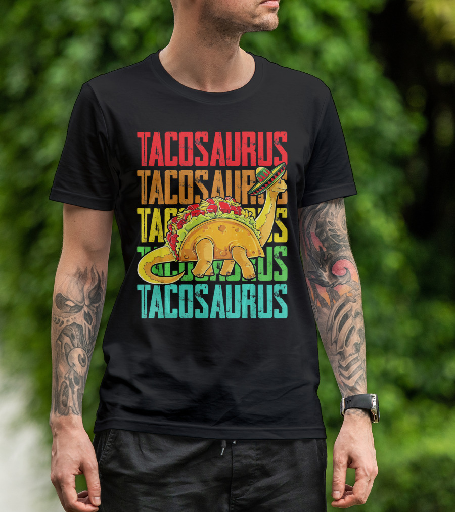 Tacosaurus Sombrero Dinosaur Taco Mexican Fiesta T-Shirt