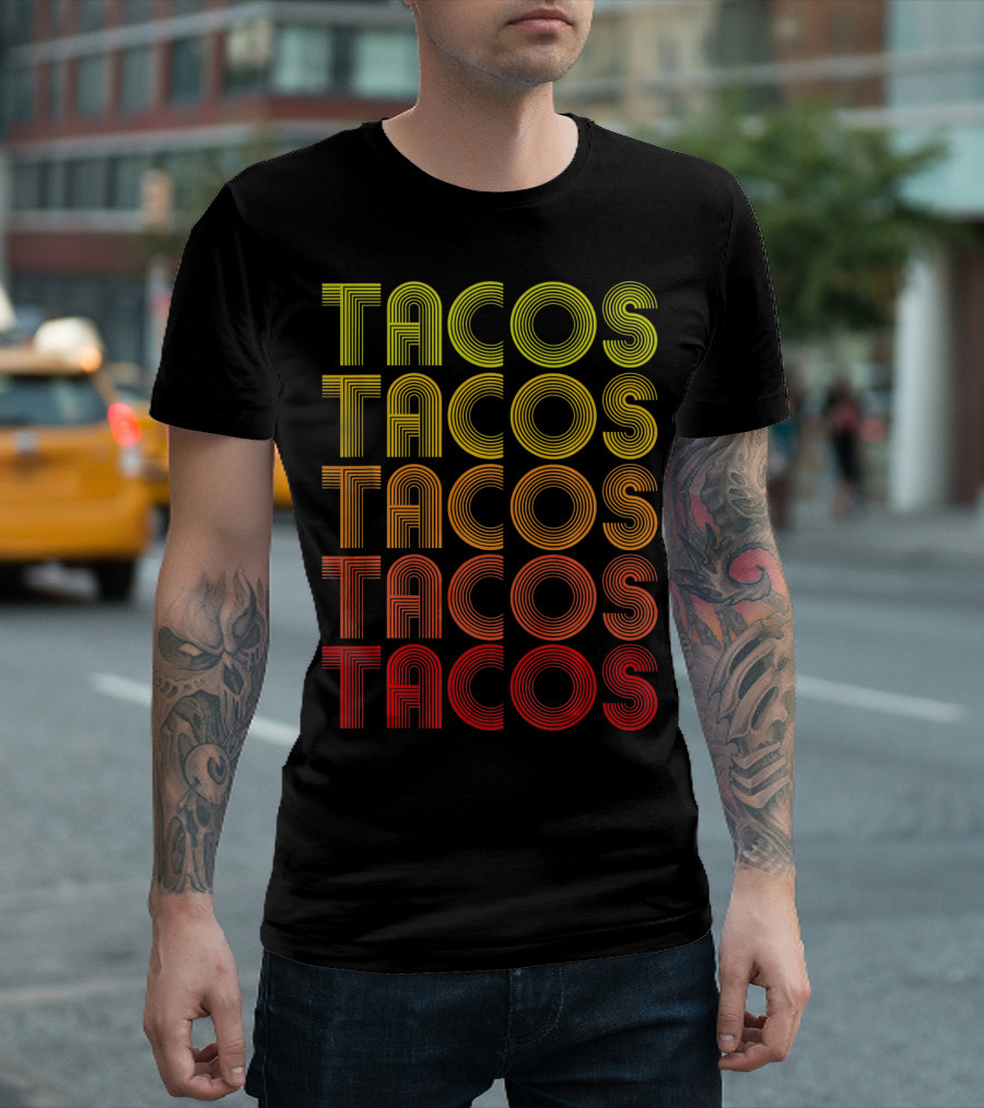 Vintage Tacos Lover Cinco De Mayo Retro Lines T-Shirt