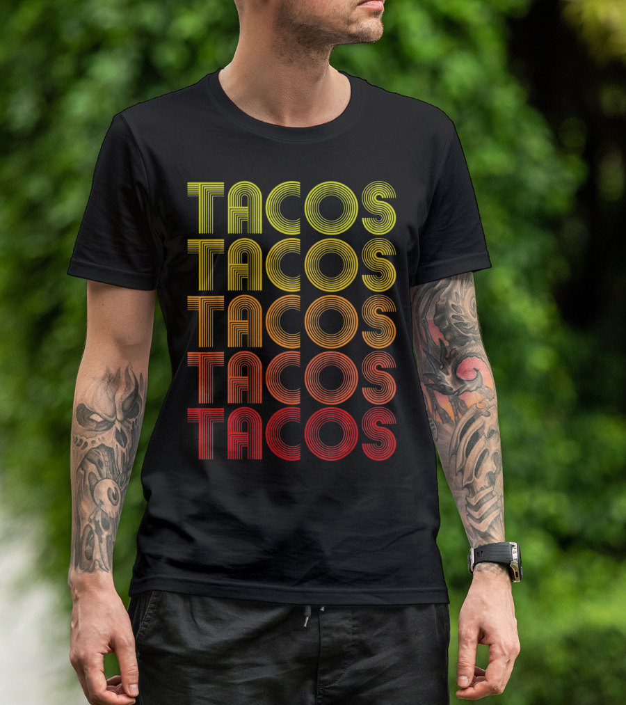 Vintage Tacos Lover Cinco De Mayo Retro Lines T-Shirt