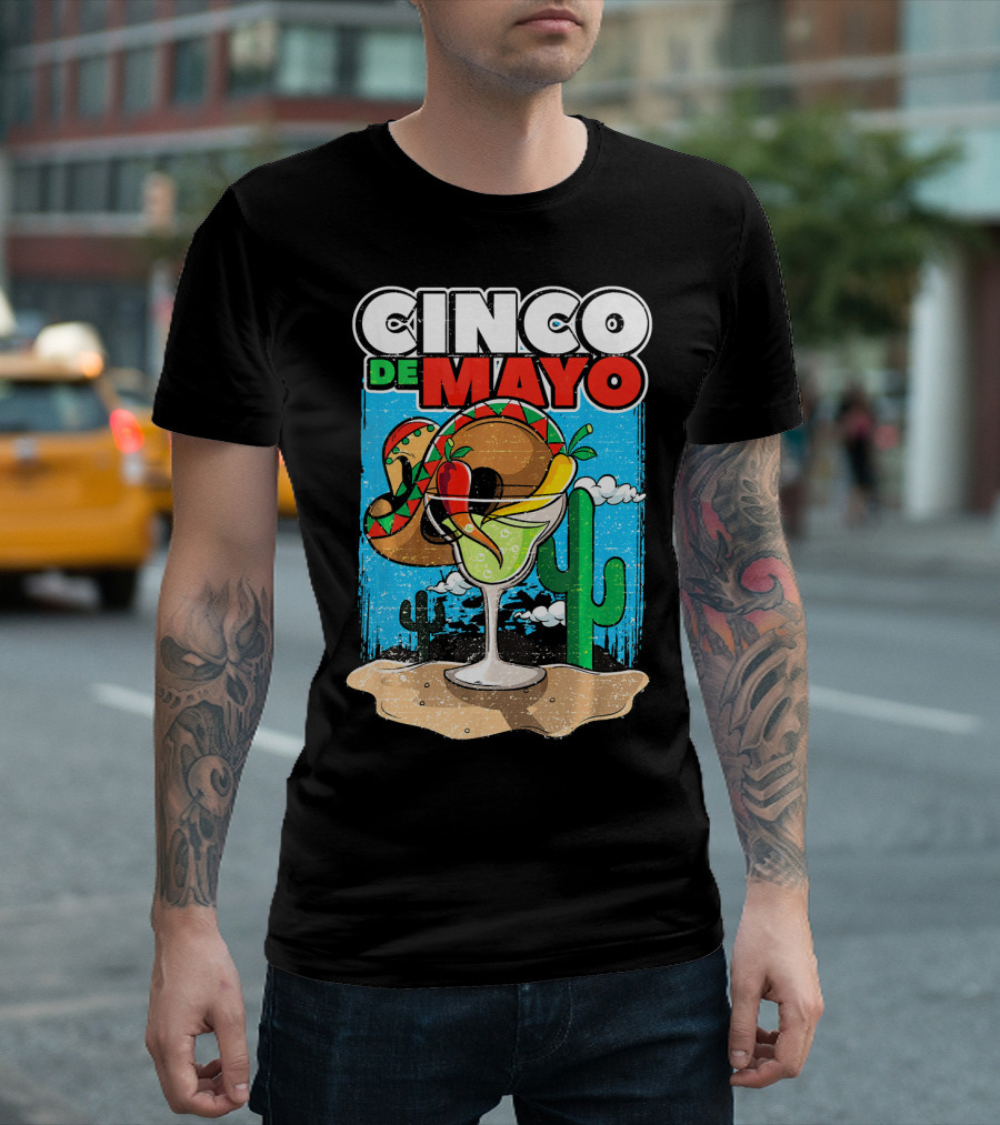 Cinco De Mayo Margarita Cactus Sombrero Fiesta T-Shirt