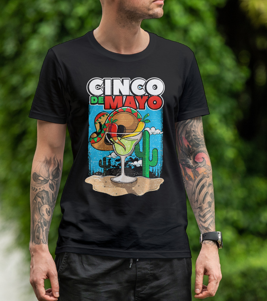 Cinco De Mayo Margarita Cactus Sombrero Fiesta T-Shirt