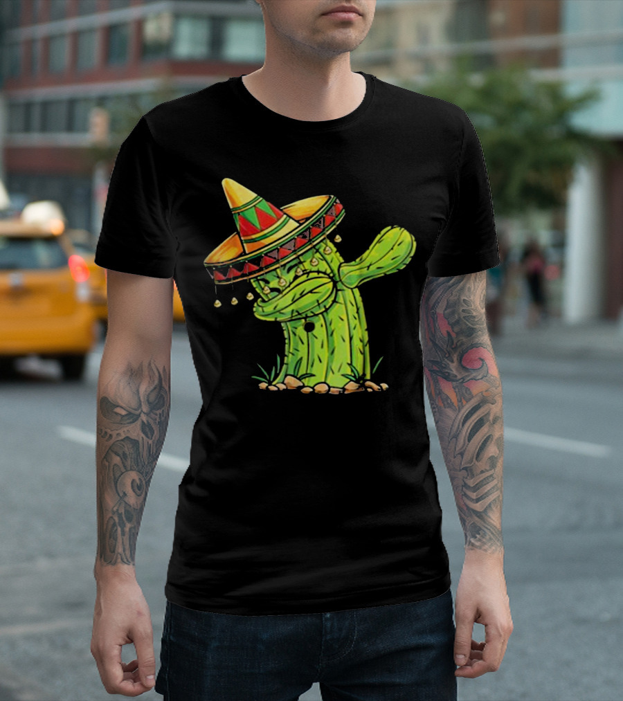 Cinco de Mayo Dabbing Cactus with Sombrero Mex T-Shirt