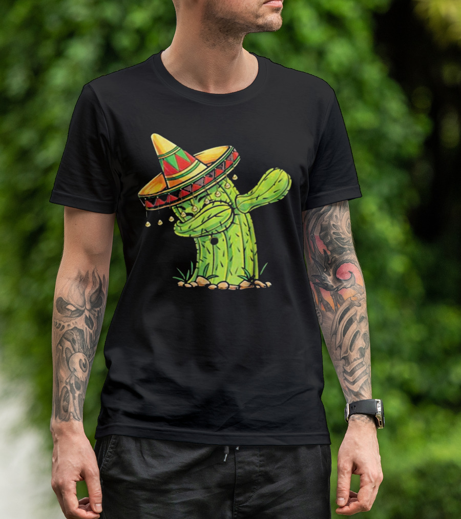 Cinco De Mayo Dabbing Cactus With Sombrero Mex T-Shirt