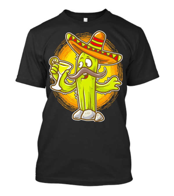 Funny Margarita Cactus Cinco De Mayo Sombrero Mustache Fiesta T-Shirt