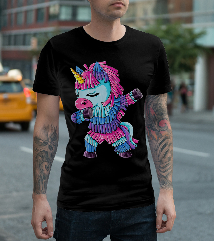 Dabbing Unicorn Pinata Funny Cinco De Mayo Party T-Shirt