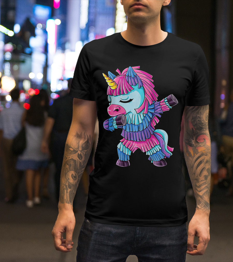 Dabbing Unicorn Pinata Funny Cinco De Mayo Party T-Shirt