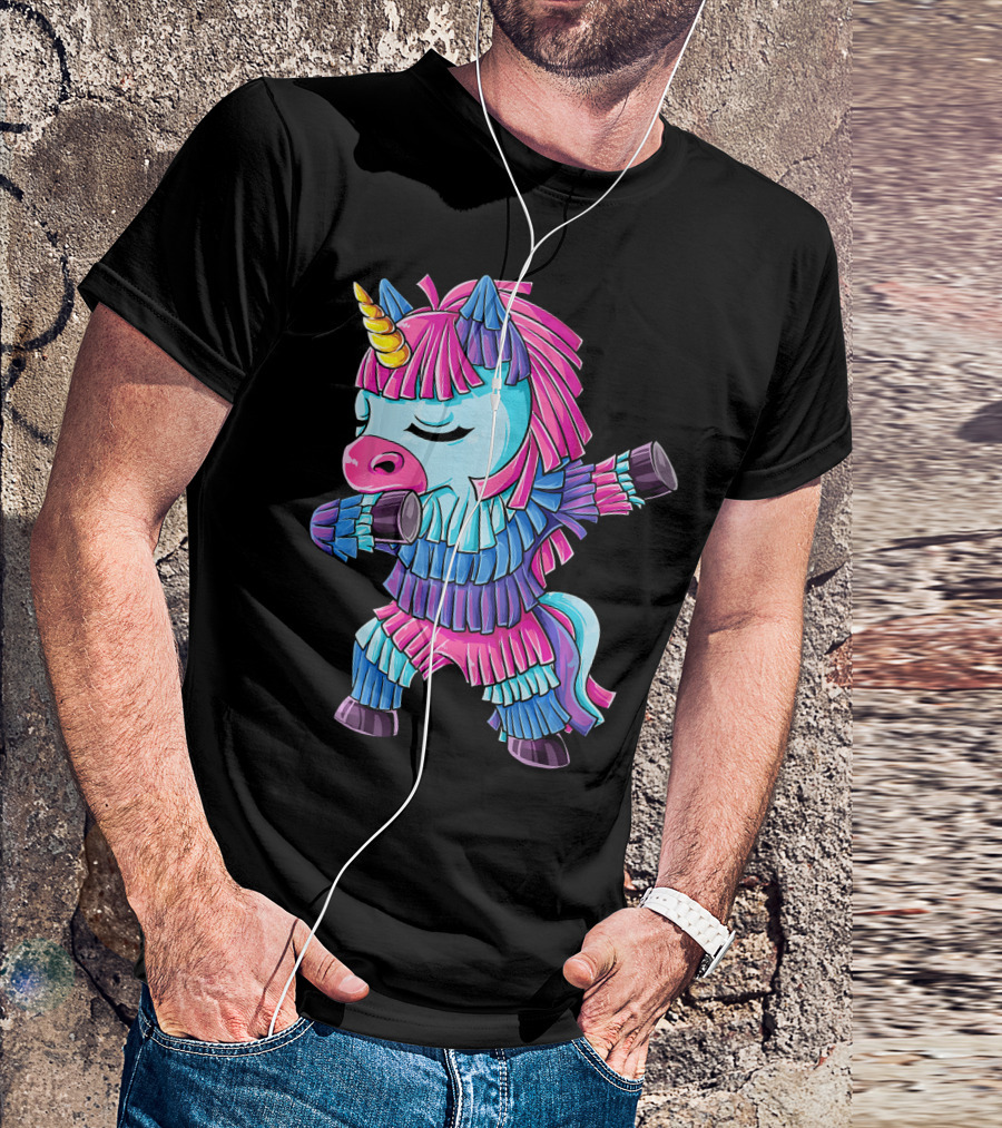 Dabbing Unicorn Pinata Funny Cinco De Mayo Party T-Shirt