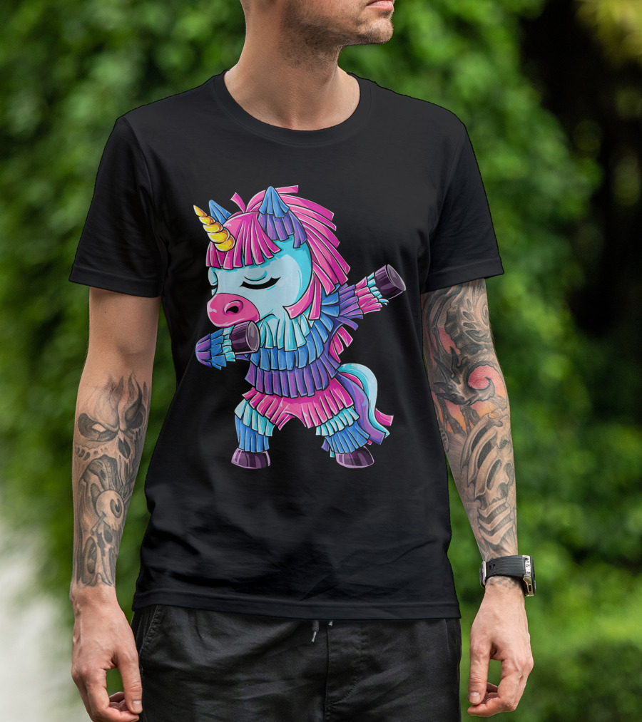 Dabbing Unicorn Pinata Funny Cinco De Mayo Party T-Shirt