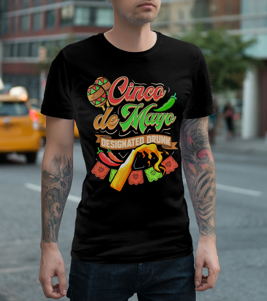 Cinco de Mayo Designated Drunk Peppers Beer Fiesta T-Shirt