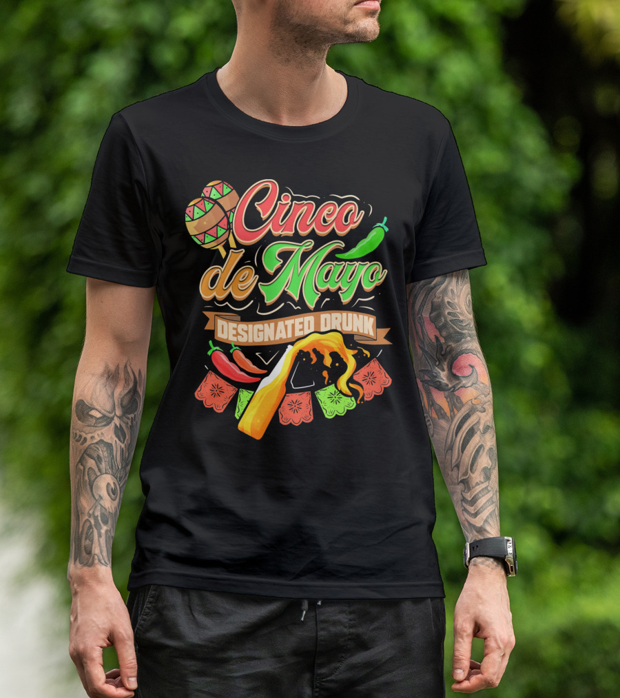 Cinco De Mayo Designated Drunk Peppers Beer Fiesta T-Shirt