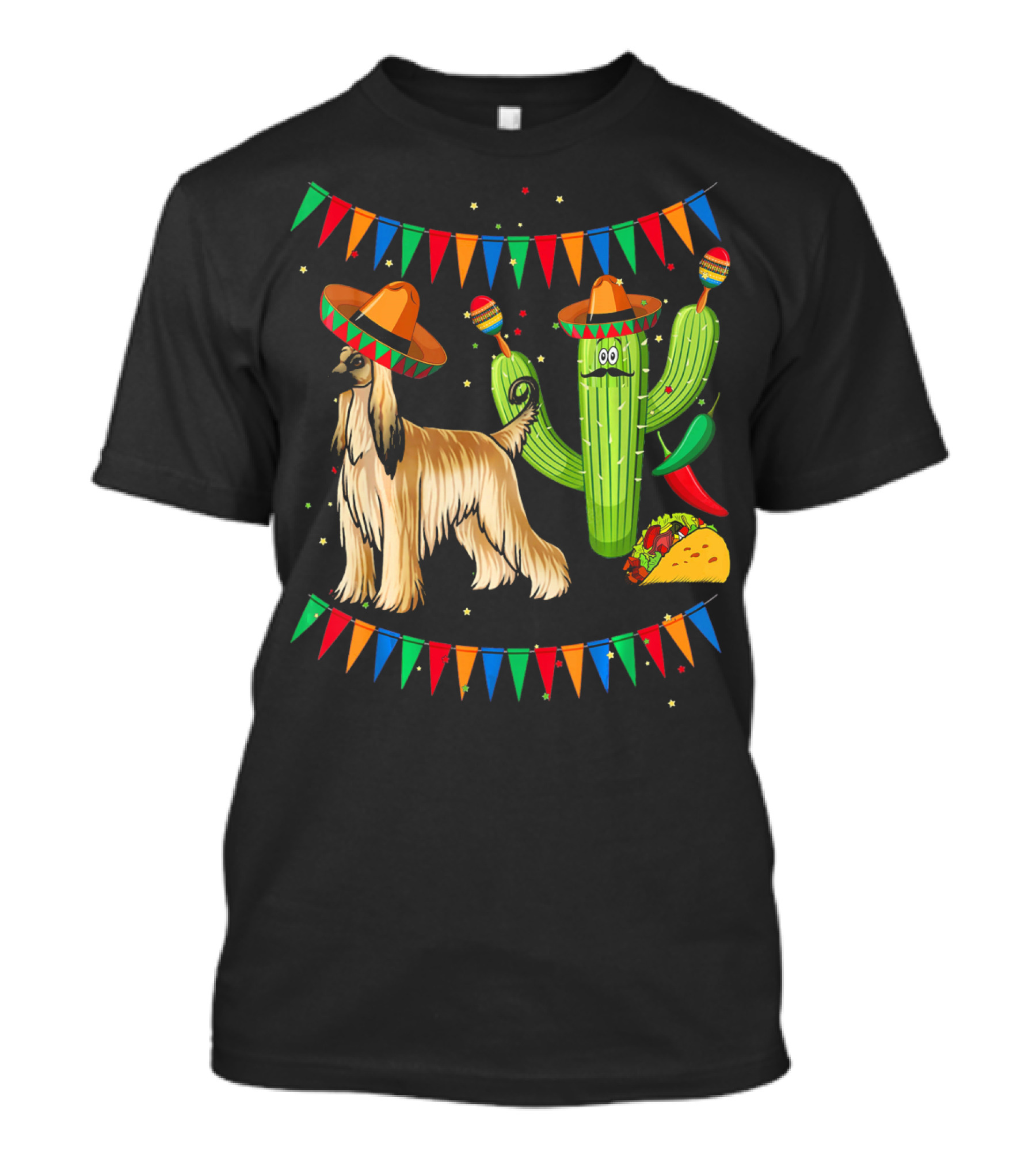 Sombrero Afghan Hound Cactus Taco Mexico Cinco T-Shirt