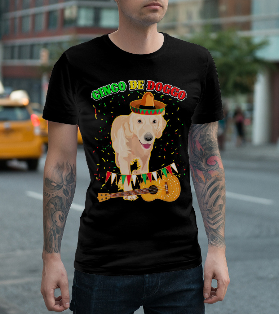 Cinco De Doggo Golden Retriever Sombrero Guitar Fiesta T-Shirt