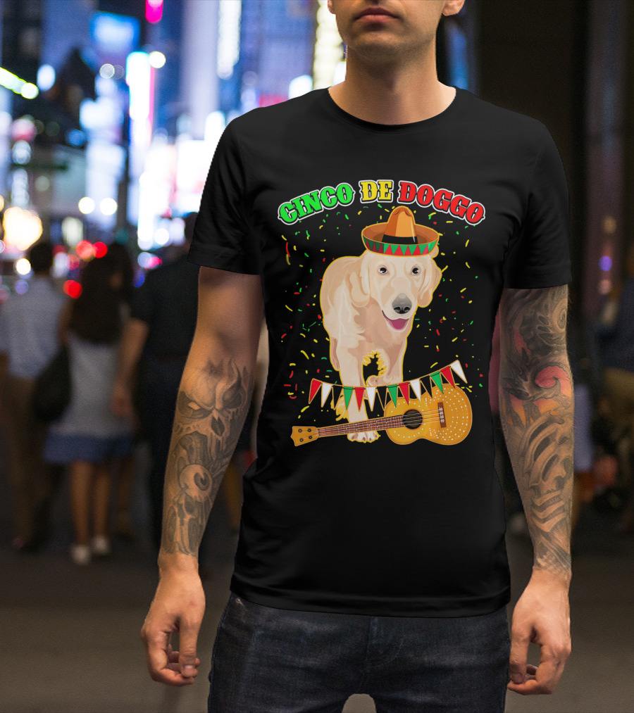 Cinco De Doggo Golden Retriever Sombrero Guitar Fiesta T-Shirt