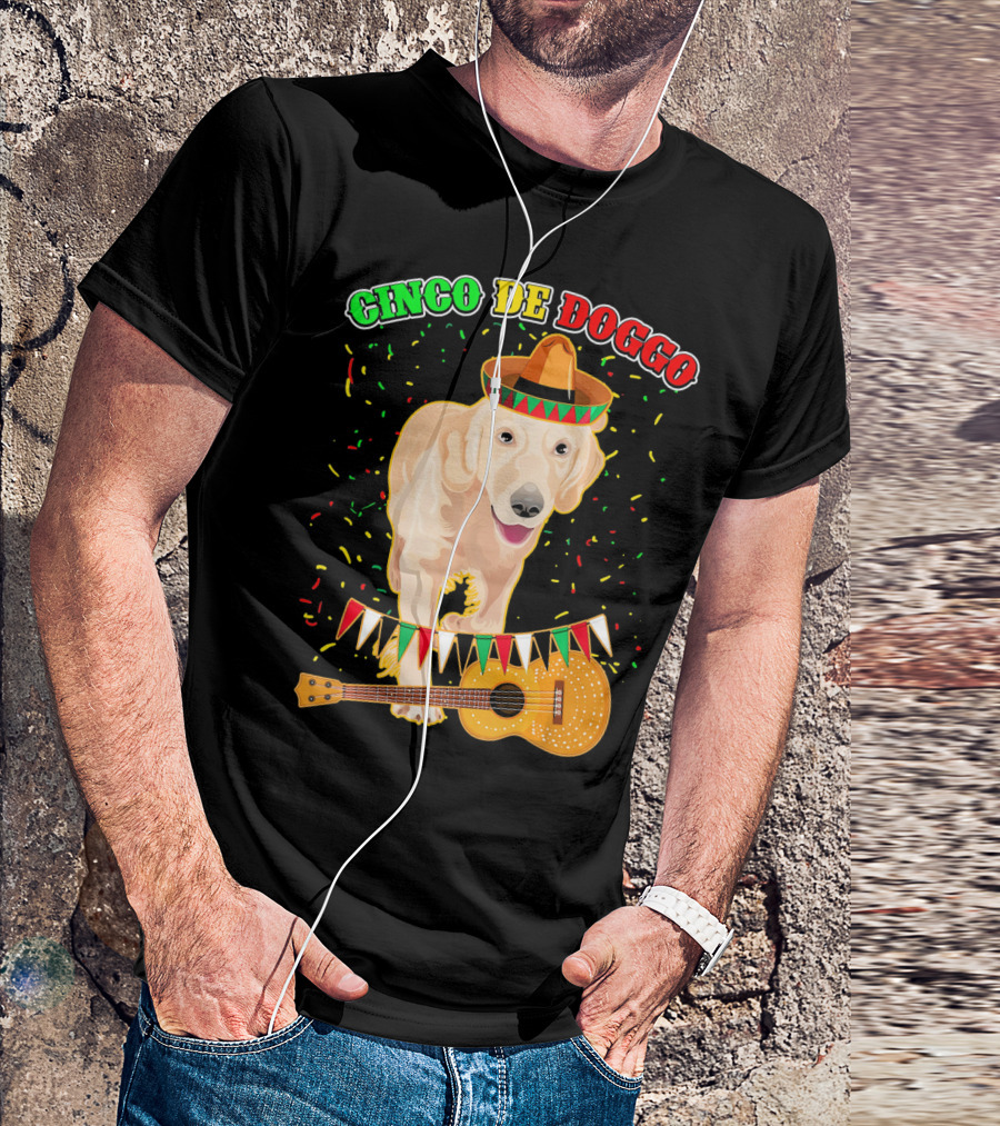 Cinco De Doggo Golden Retriever Sombrero Guitar Fiesta T-Shirt